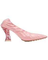 Bottega Veneta - Glitter Heel Almond Leather Pump - Lyst