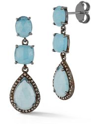 Banji Jewelry - Silver 10.73 Ct. Tw. Diamond & Aquamarine Earrings - Lyst
