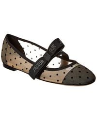 Dior Mis J'a Dotted Swiss Tulle Ballet Flat - Black