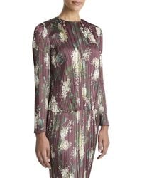 Vince - Lilac Printed Micro Pleated Top - Lyst