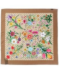 Gucci - Printed Gg Silk Twill Carre - Lyst