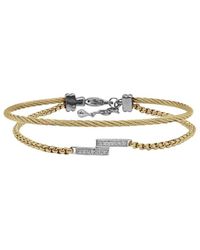 Alor - Classique 18k & Stainless Steel 0.07 Ct. Tw. Diamond Cable Bangle - Lyst