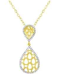 Genevive Jewelry - Two-tone Cz Statement Pendant - Lyst
