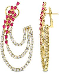 Rina Limor - 14k 10.07 Ct. Tw. Diamond & Ruby Earrings - Lyst