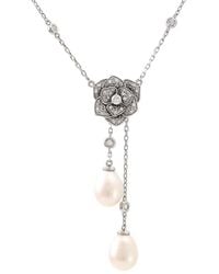 Pearls - 0.20 Ct. Tw. Diamond & 7-Mm Pearl Necklace - Lyst