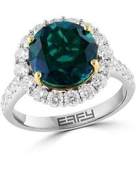 Effy Fine Jewelry - 14K Two-Tone 4.12 Ct. Tw. Lab-Grown Diamond & Lab-Grown Emerald Ring - Lyst