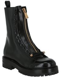 Versace - Greca Leather Combat Boot - Lyst