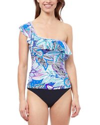 Gottex - Tropic Boom One Shoulder Ruffle Top - Lyst