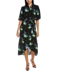 Les Rêveries - Flutter Sleeve Silk Midi Dress - Lyst