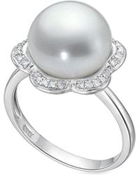 Belpearl - Silver 12-11mm Pearl Cz Ring - Lyst