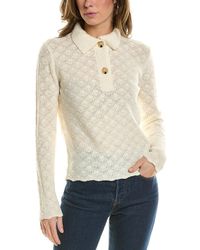 Vince - Lace Stitch Polo Wool & Cashmere-blend Sweater - Lyst