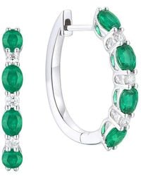 Gregg Ruth - 14K 1.44 Ct. Tw. Diamond & Emerald Huggie Earring - Lyst