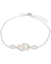 Splendid - Rhodium Plated Silver 6-8mm Freshwater Pearl Bracelet - Lyst