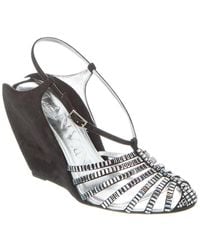 Lanvin - Banana Heel Suede Wedge Sandal - Lyst