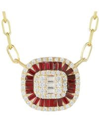 Sphera Milano - 14k Over Silver Cz Illusion Paperclip Necklace - Lyst