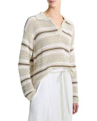 Vince - Mesh Stripe Button Polo Shirt - Lyst