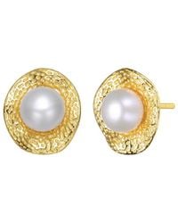 Genevive Jewelry - 14k Over Silver 8-8mm Pearl Earrings - Lyst