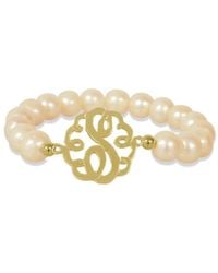 Jane Basch - 22K Over Lace 9.5-10Mm Pearl Initial Stretch Bracelet -Z) - Lyst