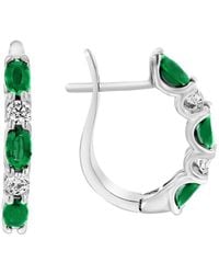 Diana M. Jewels - Fine Jewelry 14k 2.00 Ct. Tw. Diamond & Emerald Hoops - Lyst