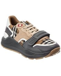 Burberry - Check Canvas & Suede Sneaker - Lyst