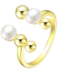 Genevive Jewelry - 18k Over Silver 5mm Freshwater Pearl Ring - Lyst
