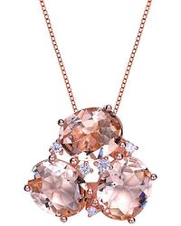 Genevive Jewelry - 14k Rose Gold Vermeil Cz Necklace - Lyst