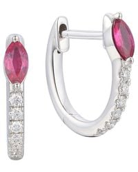 Gregg Ruth - 14K 0.40 Ct. Tw. Diamond & Ruby Huggie Earring - Lyst