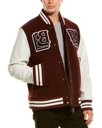 Burberry - Leather-trim Wool-blend Bomber Jacket - Lyst