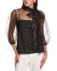 RED Valentino - Net Lace & Glitter Blouse - Lyst