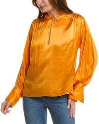 FRAME - Satin Keyhole Silk Popover Top - Lyst