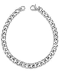 Adornia Rhodium Plated Cuban Chain Bracelet - Metallic