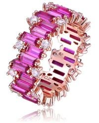 Genevive Jewelry - 18k Rose Gold Vermeil Cz Ring - Lyst