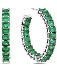 Forever Creations USA Inc. - Forever Creations 14k 7.00 Ct. Tw. Emerald In-out Hoops - Lyst