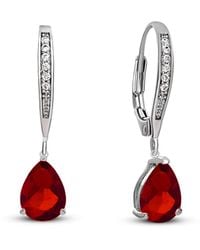 Genevive Jewelry - Silver Plated Cz Drop Earrings - Lyst