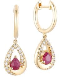 Gregg Ruth - 14K 0.76 Ct. Tw. Diamond & Ruby Huggie Earring - Lyst