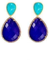 Liv Oliver - 18k Plated 75.00 Ct. Tw. Gemstone Cz Statement Earrings - Lyst