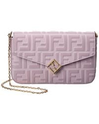Fendi - Ff Diamonds Leather Wallet On Chain - Lyst
