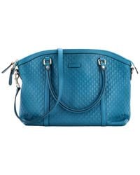 Gucci - Microssima Leather Britt Convertible Dome Satchel Medium (Authentic Pre-Loved) - Lyst
