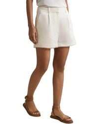 Reiss - Belle Belted Rafia Linen Short - Lyst