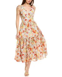 Cinq À Sept - Pooja Silk-Blend Midi Dress - Lyst