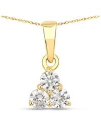 Diana M. Jewels - Diana M 14k 0.33 Ct. Tw. Lab-grown Diamond Three-stone Pendant - Lyst