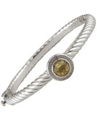 Diamond Select Cuts - Silver & Steel 1.80 Ct. Tw. Diamond & Citrine Bangle Bracelet - Lyst