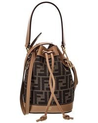 Fendi - Mon Tresor Mini Ff Jacquard & Leather Bucket Bag - Lyst