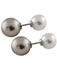 Splendid - Rhodium Plated 10-13mm Pearl Earrings - Lyst