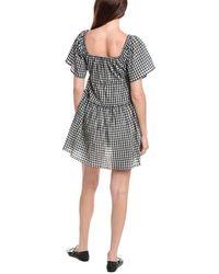 Ganni Seersucker Gingham Woven Mini Dress in Green | Lyst