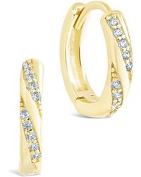 Sterling Forever - 14k Over Silver Cz Adelise Micro Hoop Earrings - Lyst