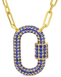 Sterling Forever - 14k Plated Cz Carabiner Necklace - Lyst
