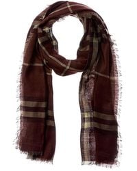 Burberry - Check Wool & Silk-Blend Scarf - Lyst