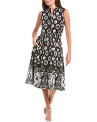 Tahari - Smocked Waist Midi Dress - Lyst