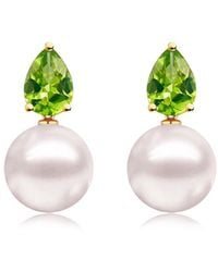 Kai Fine Jewelry - 14K 0.90 Ct. Tw. Peridot & 8-9Mm Pearl Drop Earrings - Lyst